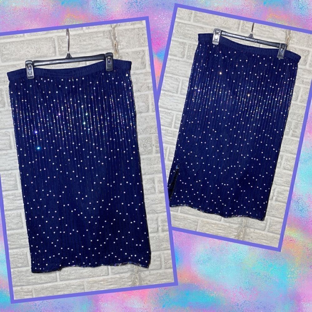 🌻Beaded Blue Skirt Women's Size Medium